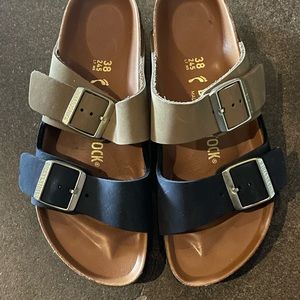 Birkenstock, Arizona style, size 38, Black/Taupe